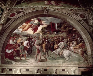 Le Pape Léon I (c.390-461) repoussant Attila (c.406-453) 1511-14